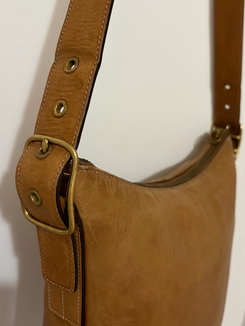 Vintage Coach Legacy Slim Duffle (#9328) Tan Leather with Brass Hardware